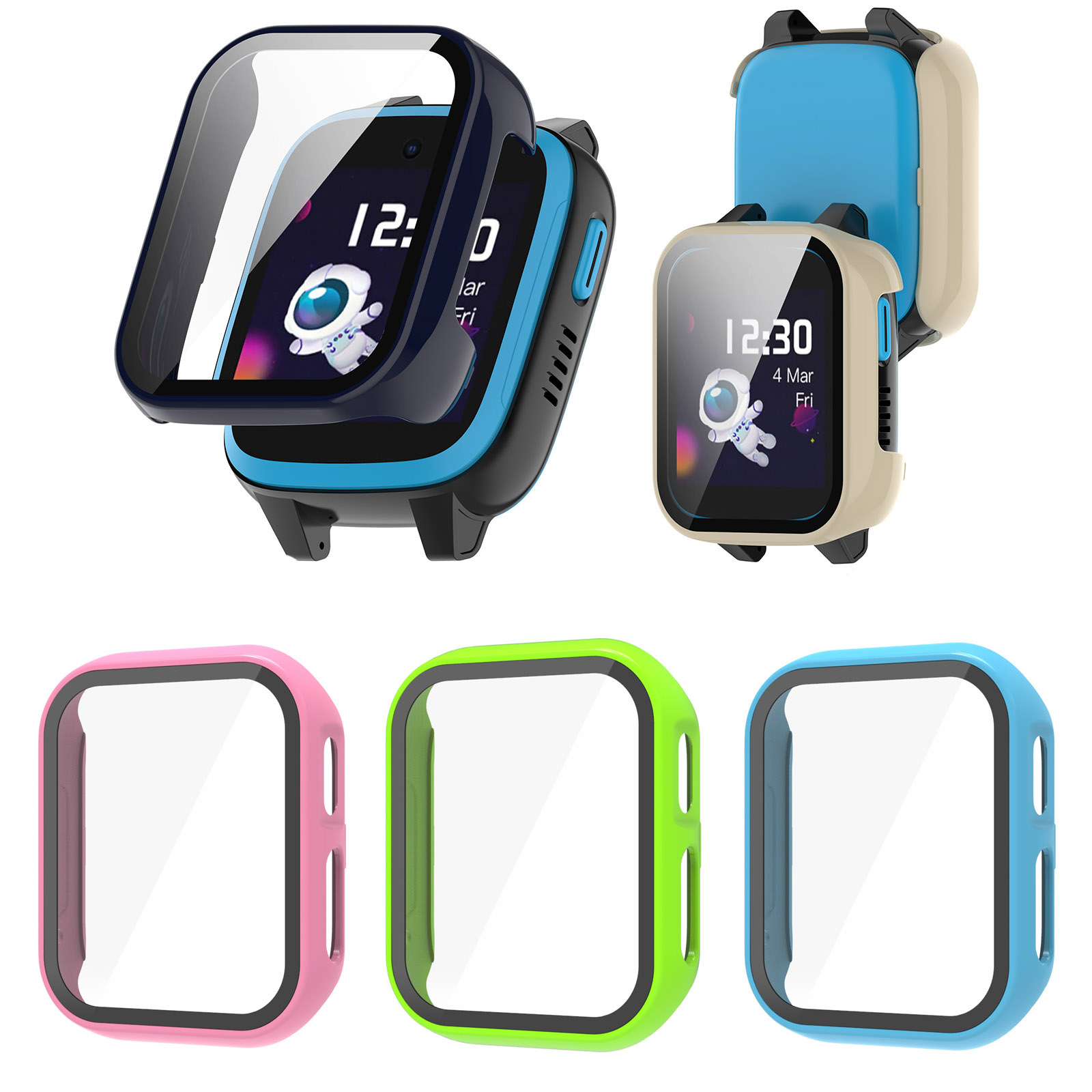 Smartwatch Watches For Children - Sert kenar kabuk cam ekran koruyucu